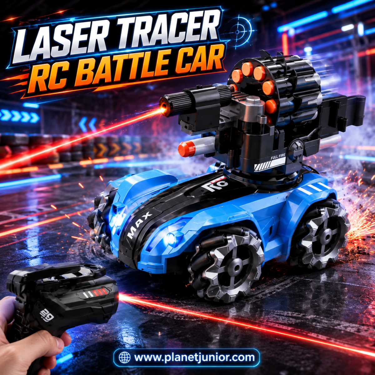 2-in-1 Light Tracer RC Battle Tank Car – Shooting Vehicle