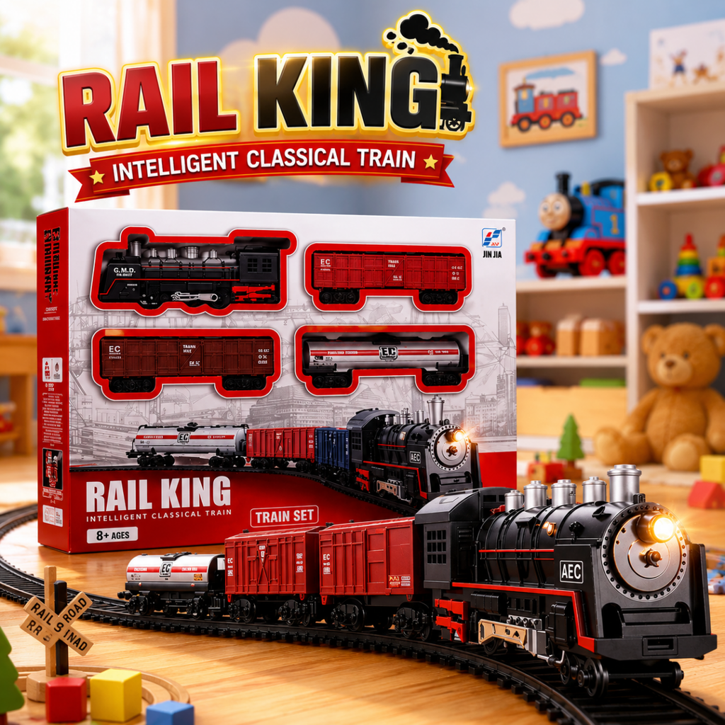 Rail King Large Electric Train Set – Realistic Railway Adventure with Lights & Sounds
