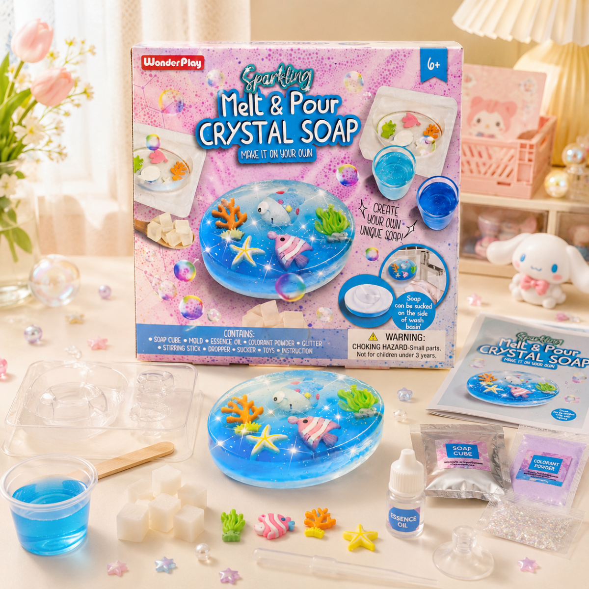Sparkling Melt & Pour Crystal Soap Kit – Ocean Edition DIY Soap Making Set for Kids