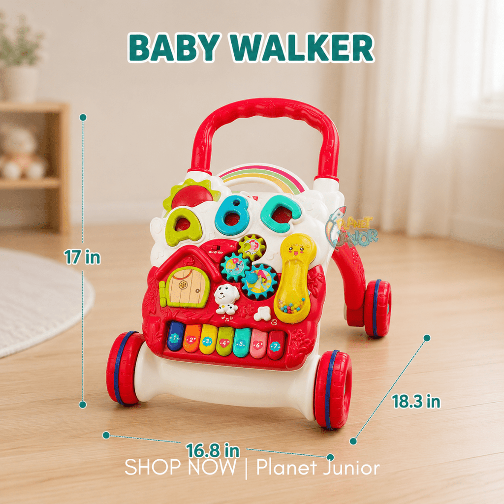 3-in-1 Interactive Baby Push Walker with Activity Panel & Activity Table