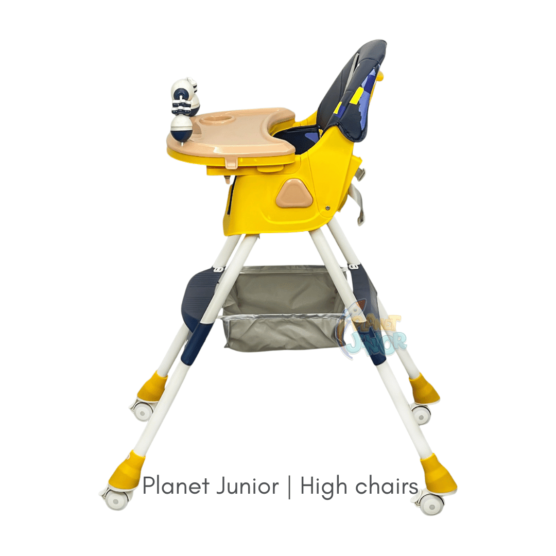 MotherCare Baby Feeding High Chair with Toy Bar - Blue & Yellow