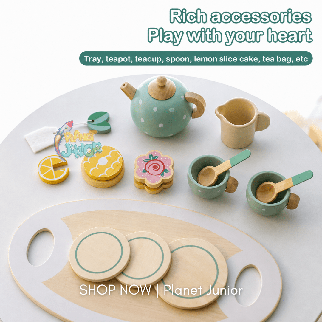 Wooden Afternoon Tea Party Play Set – 15 Pieces