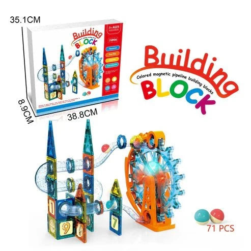 Glowing Ferris Wheel Magnetic Pipeline Building Blocks | 71Pcs