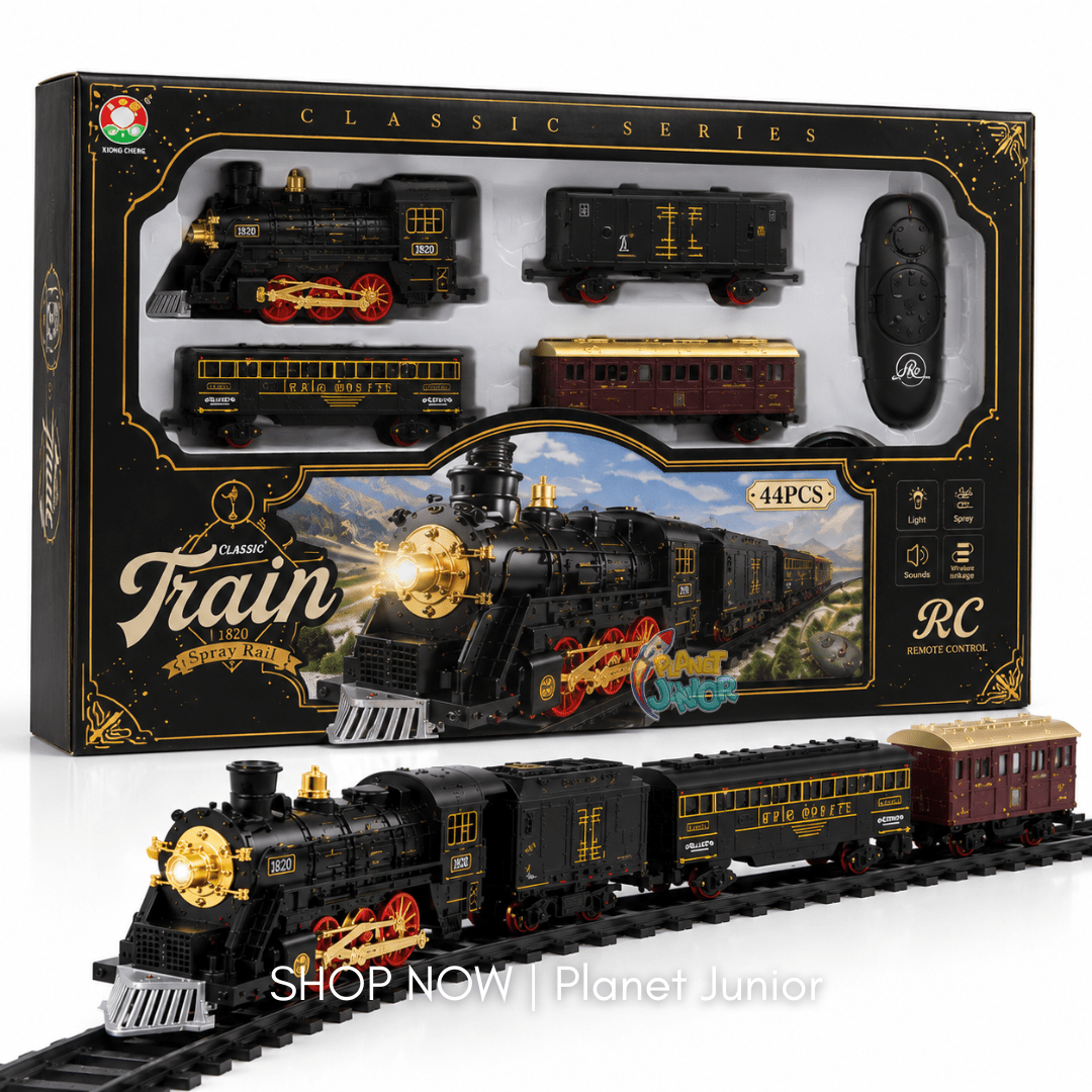 Remote Control 44-Piece Classic Train Set with Carriages, Sound & Track