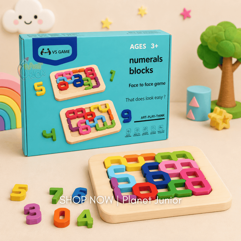 Wooden Number Blocks Puzzle Board – Montessori Early Learning Educational Toy