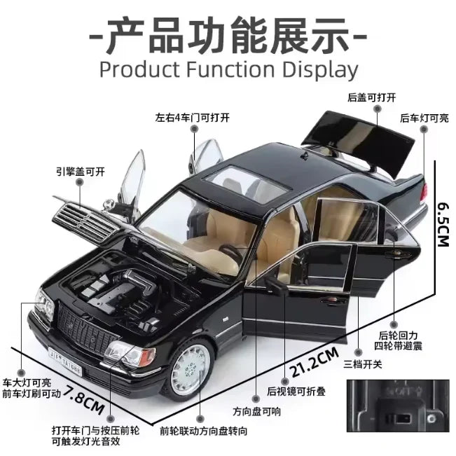 1:24 Mercedes W140 S-Class Die-Cast Alloy Model Car – Luxury Collector Edition