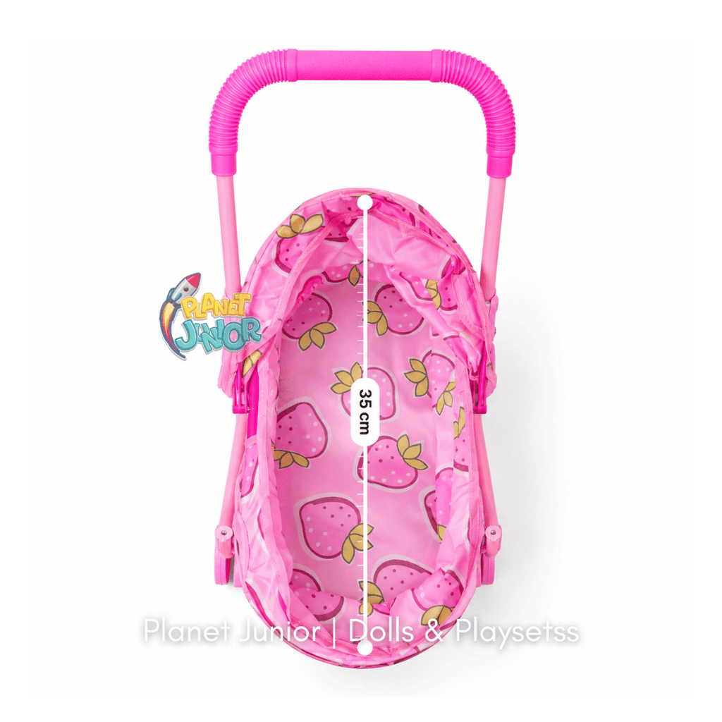 Baby Doll with Foldable Stroller & Cute Strawberry Fabric Play Set