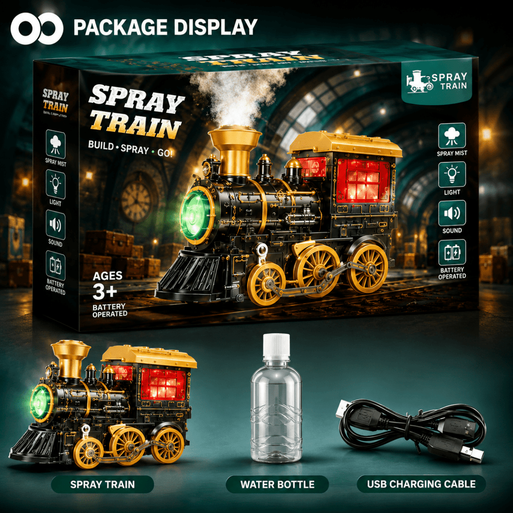Electric Spray Train Engine – Light, Sound & Mist Steam Train