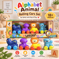 Alphabet Animal Rubber Rolling Cars Set for Early Learning & Play