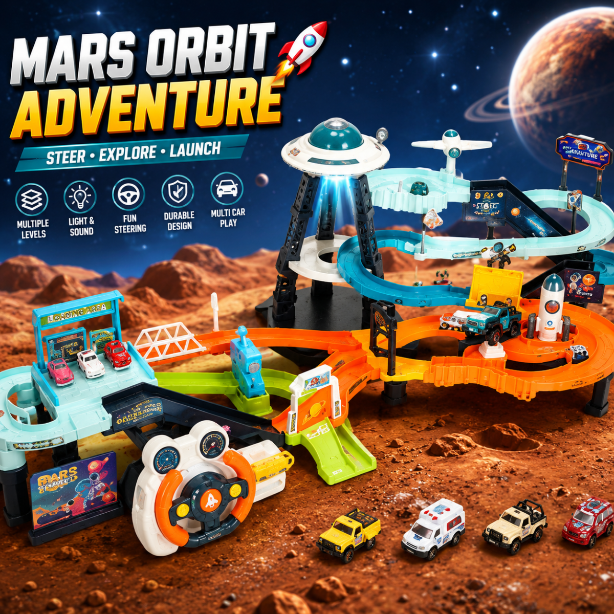 Steering Wheel Mars Base Track – Space Adventure Playset