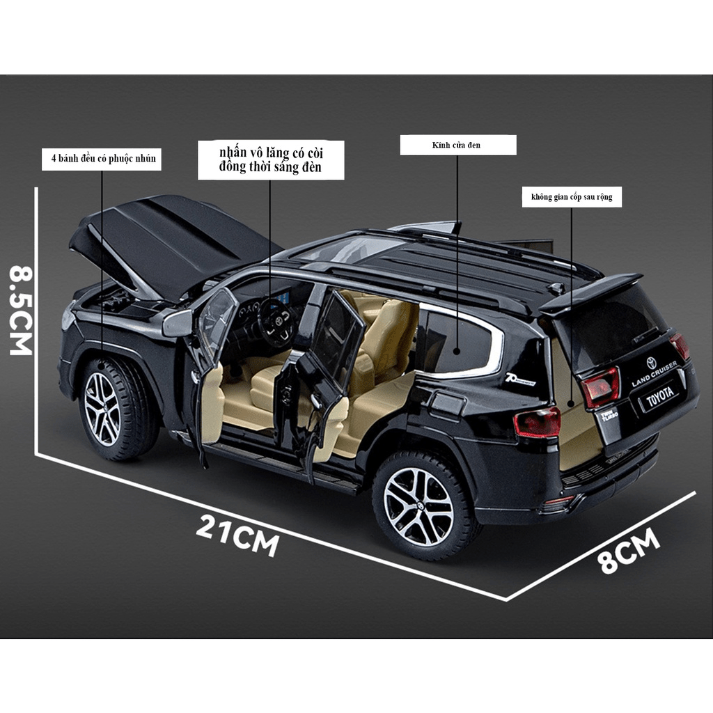 1:24 Toyota Land Cruiser LC300 Diecast Alloy Model Car – Light & Sound Edition