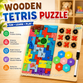 Wooden Tetris Puzzle 4-in-1 Educational Learning Board