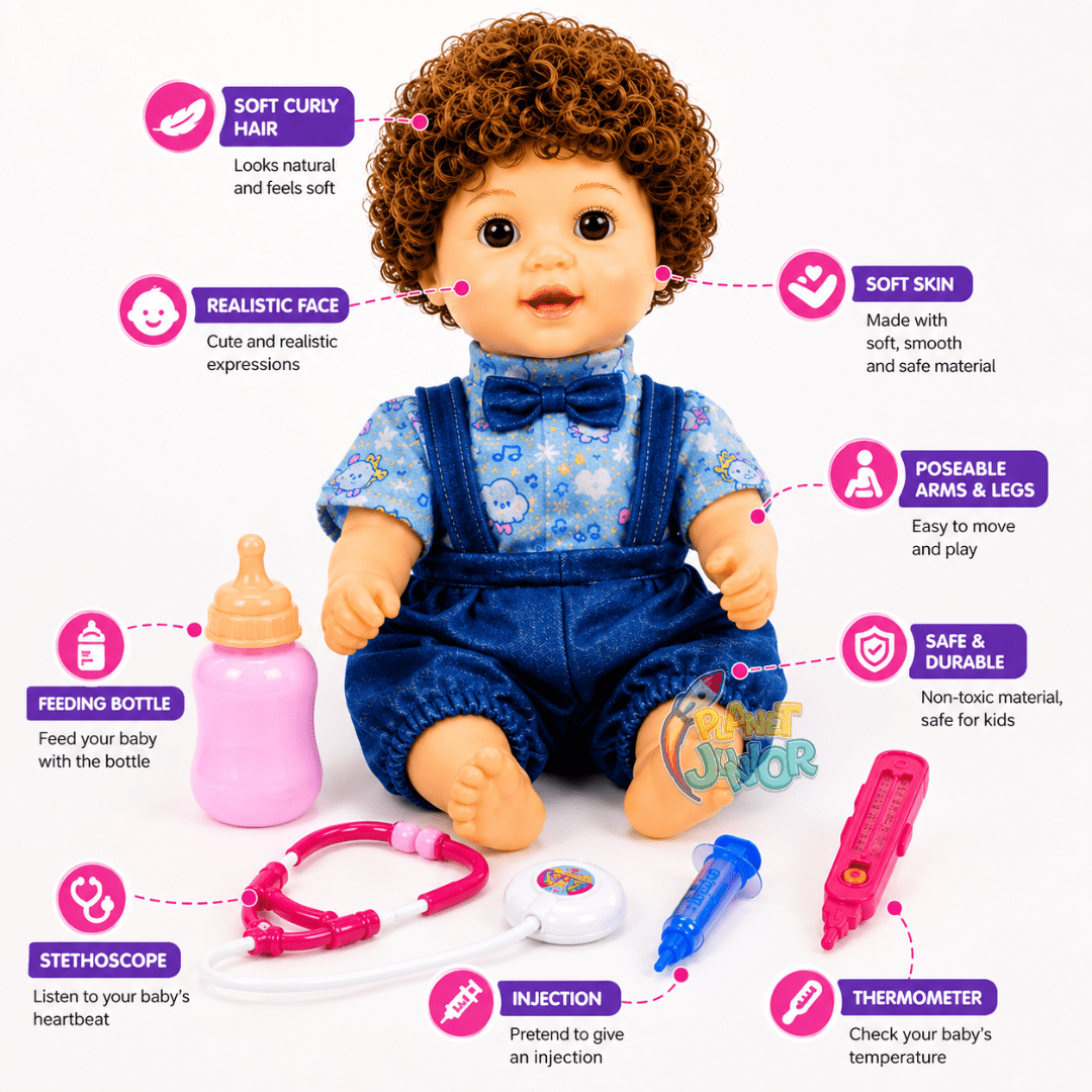 20 inch Interactive Baby Doll with Music & Doctor Playset