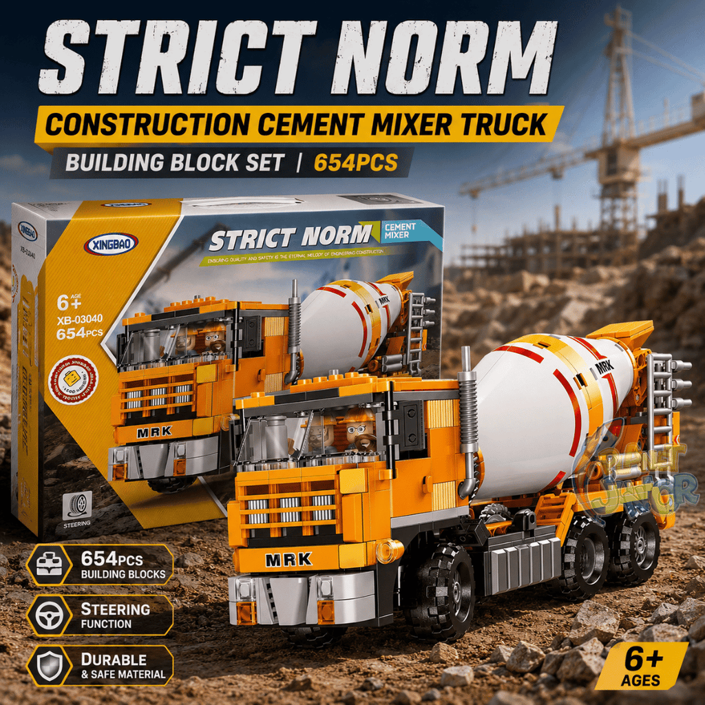 Construction Cement Mixer Truck Building Block Set | 654PCS