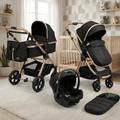 Kidilo Luxury 3-in-1 Pram, Stroller & Infant Car Seat Travel System
