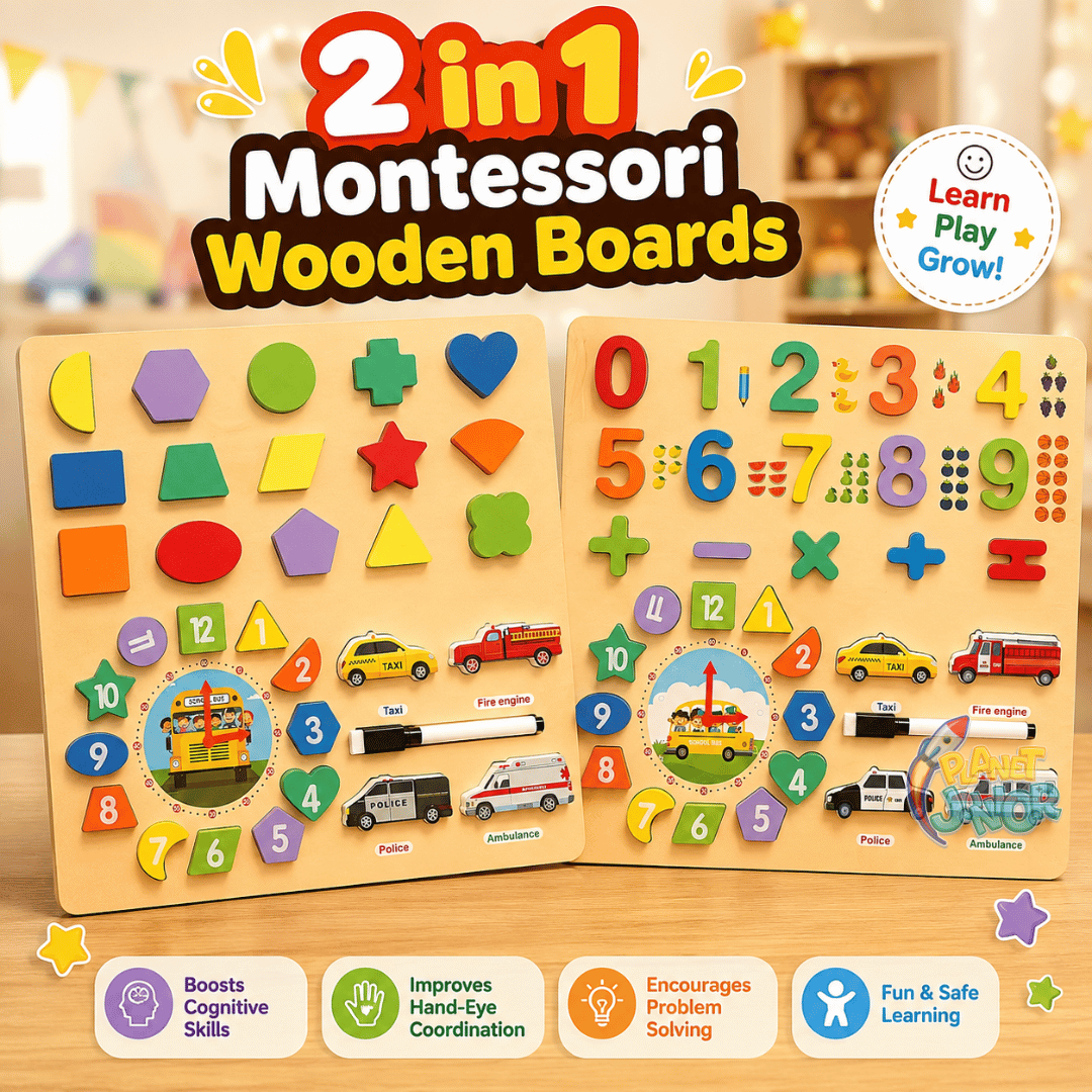 2-in-1 Montessori Wooden Learning Puzzle + Whiteboard