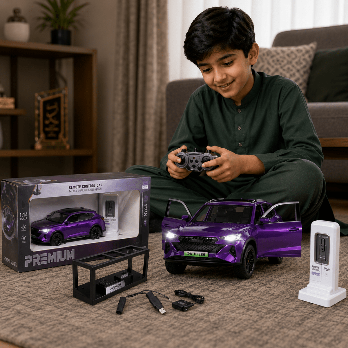Premium RC SUV Car Spray, Opening Doors & LED Lights