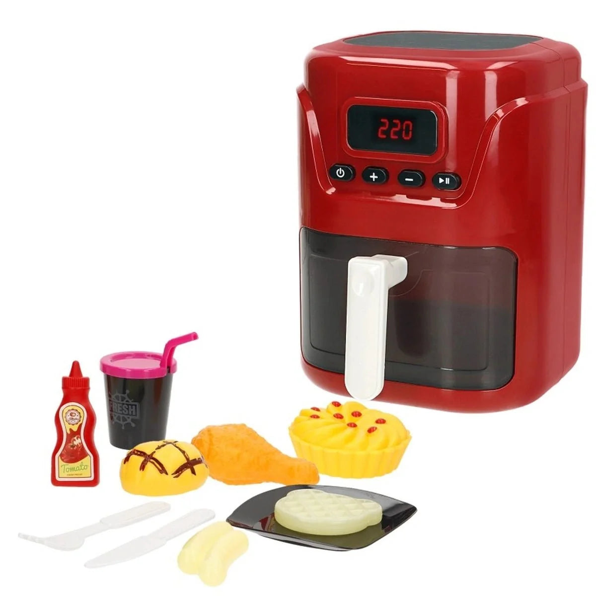 Kids Pretend Play Air Fryer Kitchen Set with Light