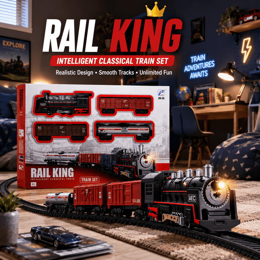 Rail King Large Electric Train Set – Realistic Railway Adventure with Lights & Sounds
