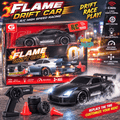 2.4GHz RC Flame Drift Sports Car with Lights & Replaceable Drift Tires- 3-Way Control Remote, Watch & Phone