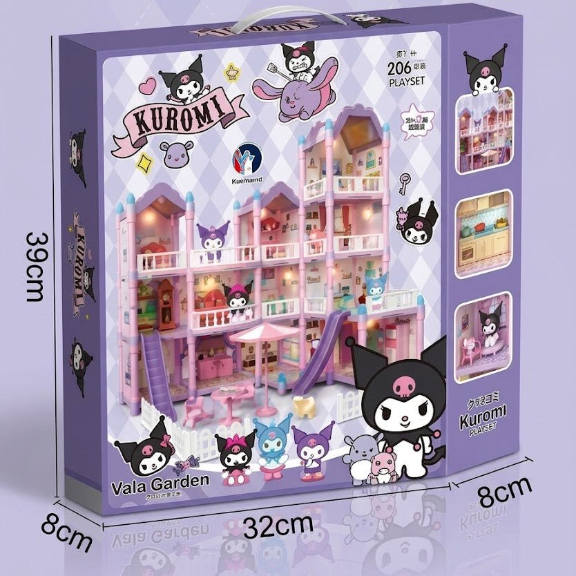 Kuromi-Inspired Dream Dollhouse Villa – 285 Pcs Luxury Playhouse Set