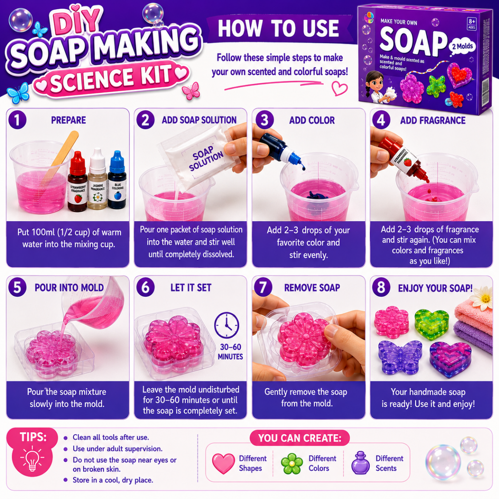 DIY Soap Making Science Kit for Kids – Create Colorful Scented Soaps at Home
