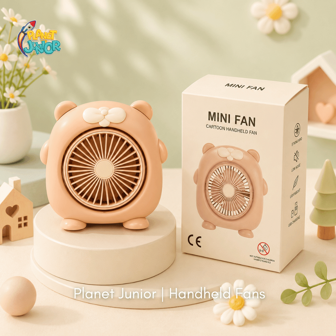 Cute Bear Mini Fan – Foldable Cartoon Desktop & Handheld Fan 🐻🩷