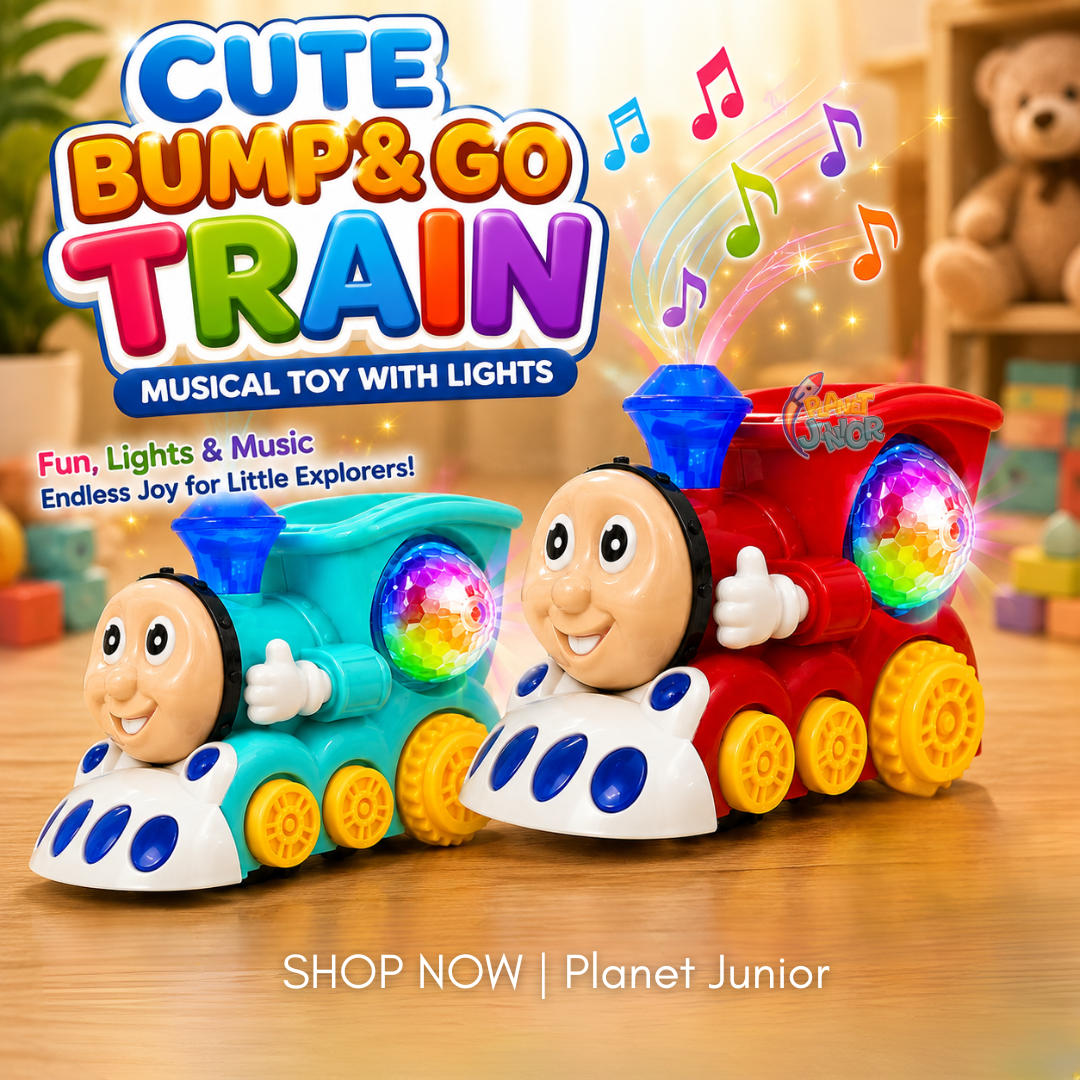 Cute Bump & Go Musical Train Toy for Kids with Lights
