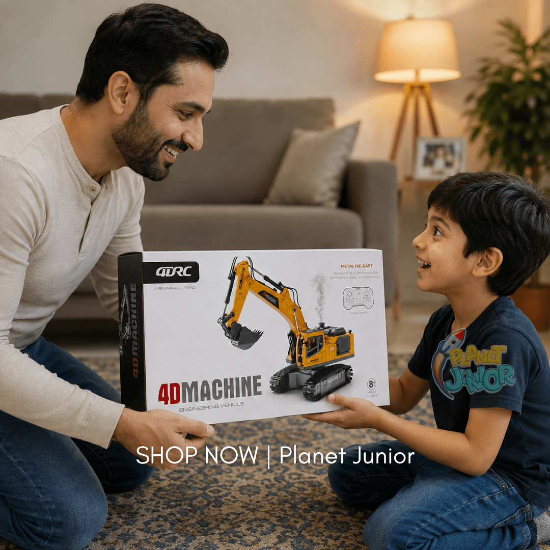 3-in-1 RC Excavator Construction Machine with Interchangeable Attachments, Smoke, Lights & Sound