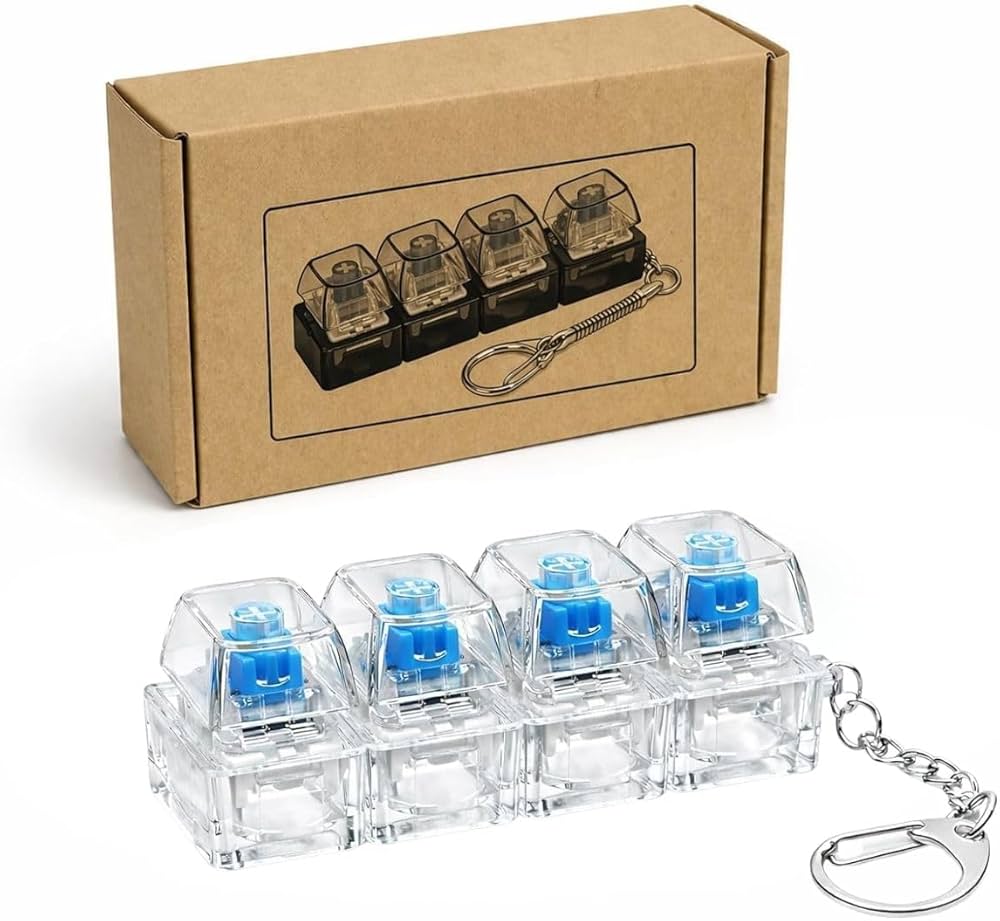 Mechanical Keyboard Clicker Keychain – LED Light & Sound Fidget Toy