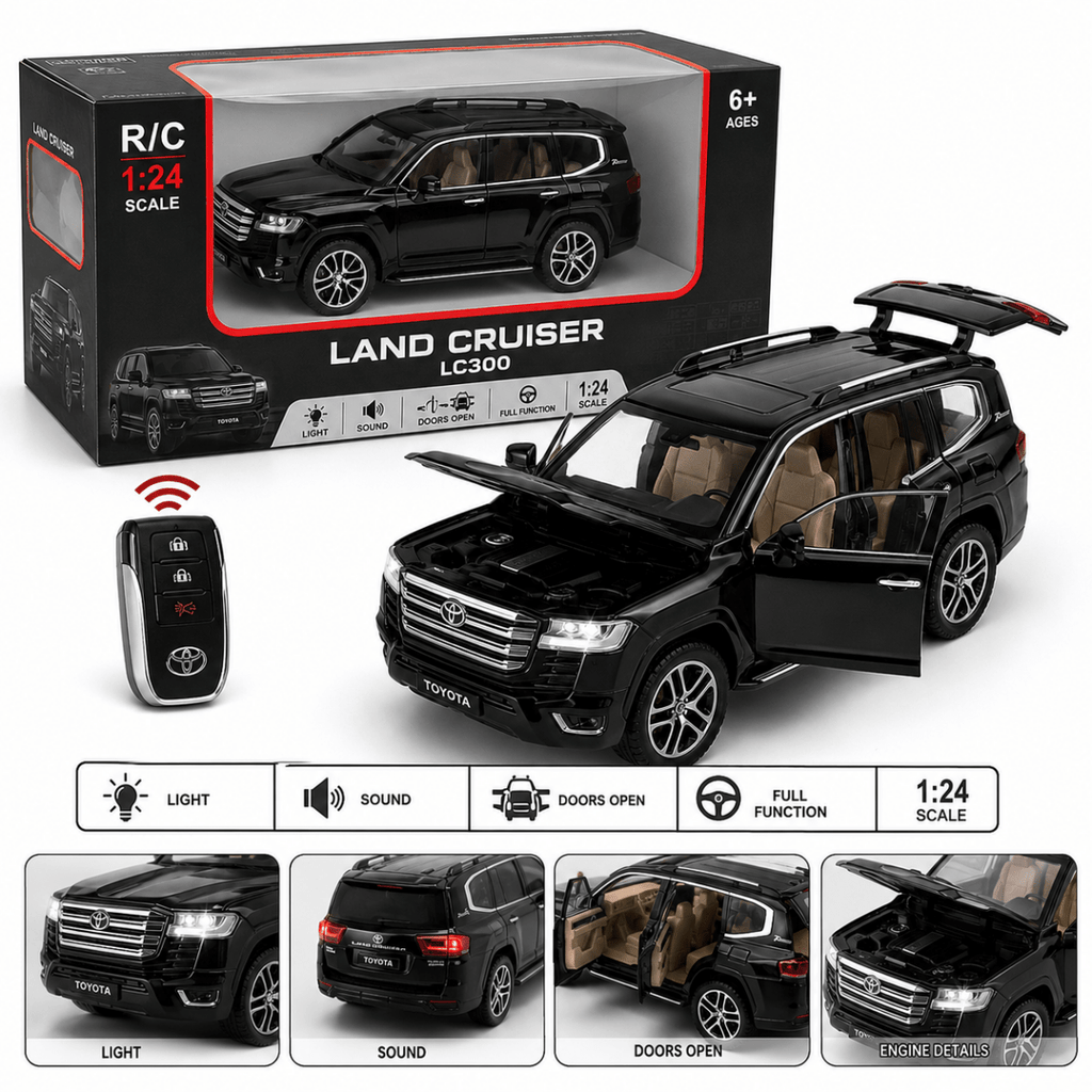 1:24 Toyota Land Cruiser LC300 Diecast Alloy Model Car – Light & Sound Edition
