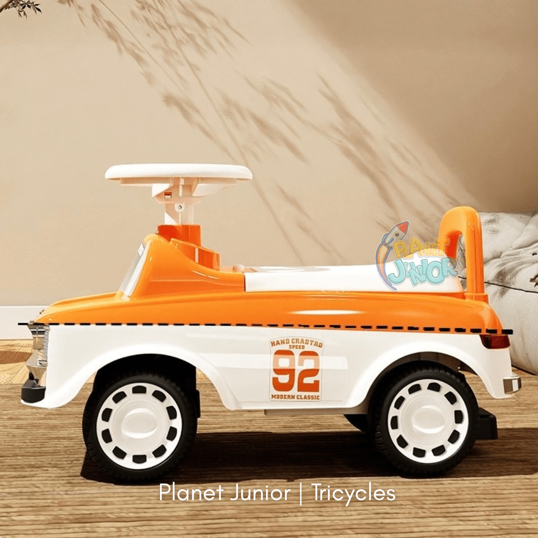 Vintage Car Style Kids Ride-On with Lights & Steering Wheel