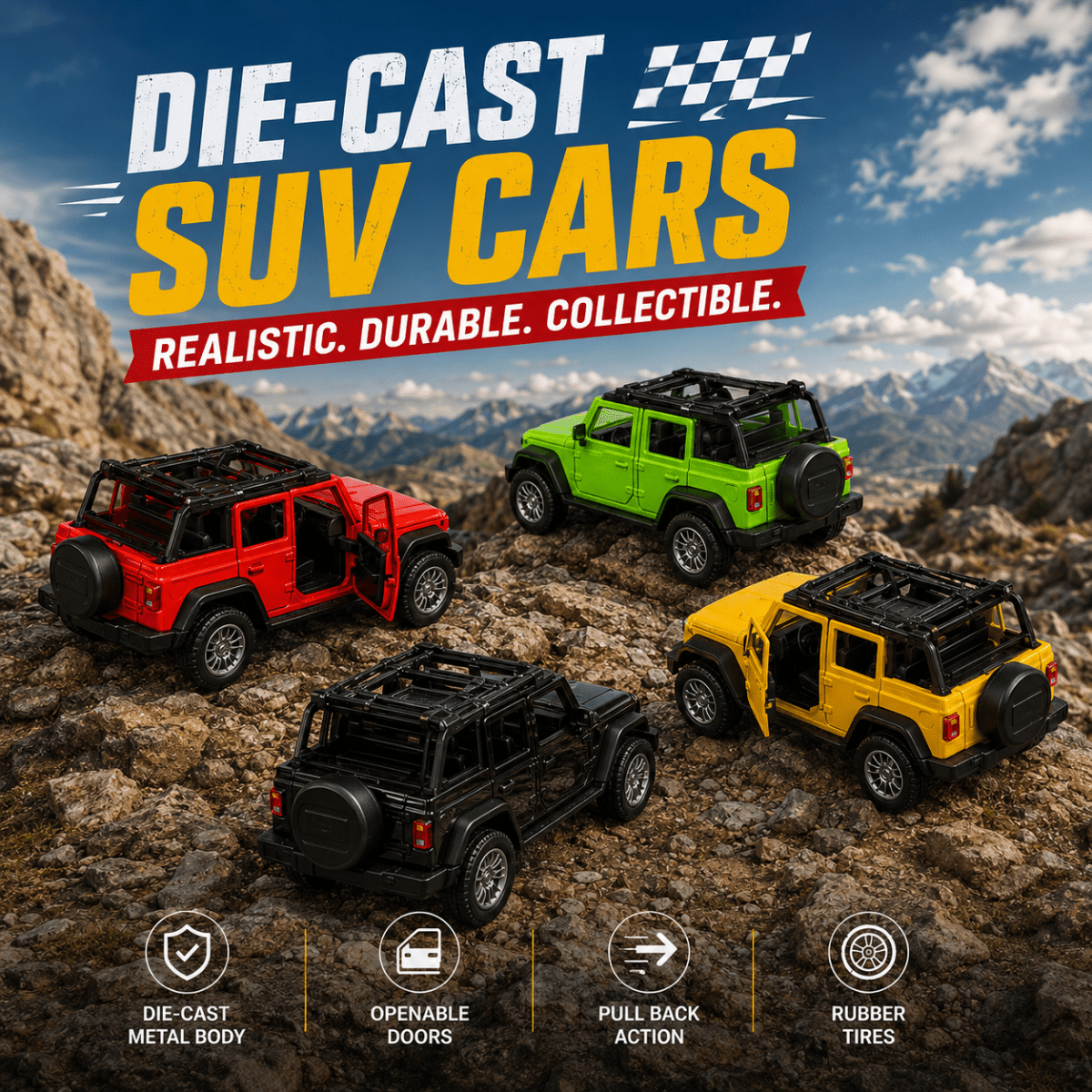 1:32 Jeep Wrangler JL Die-Cast Off-Road SUV  Car | 1 Pc
