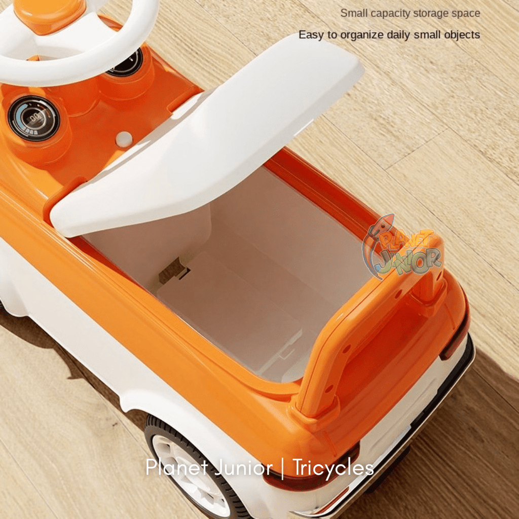 Vintage Car Style Kids Ride-On with Lights & Steering Wheel