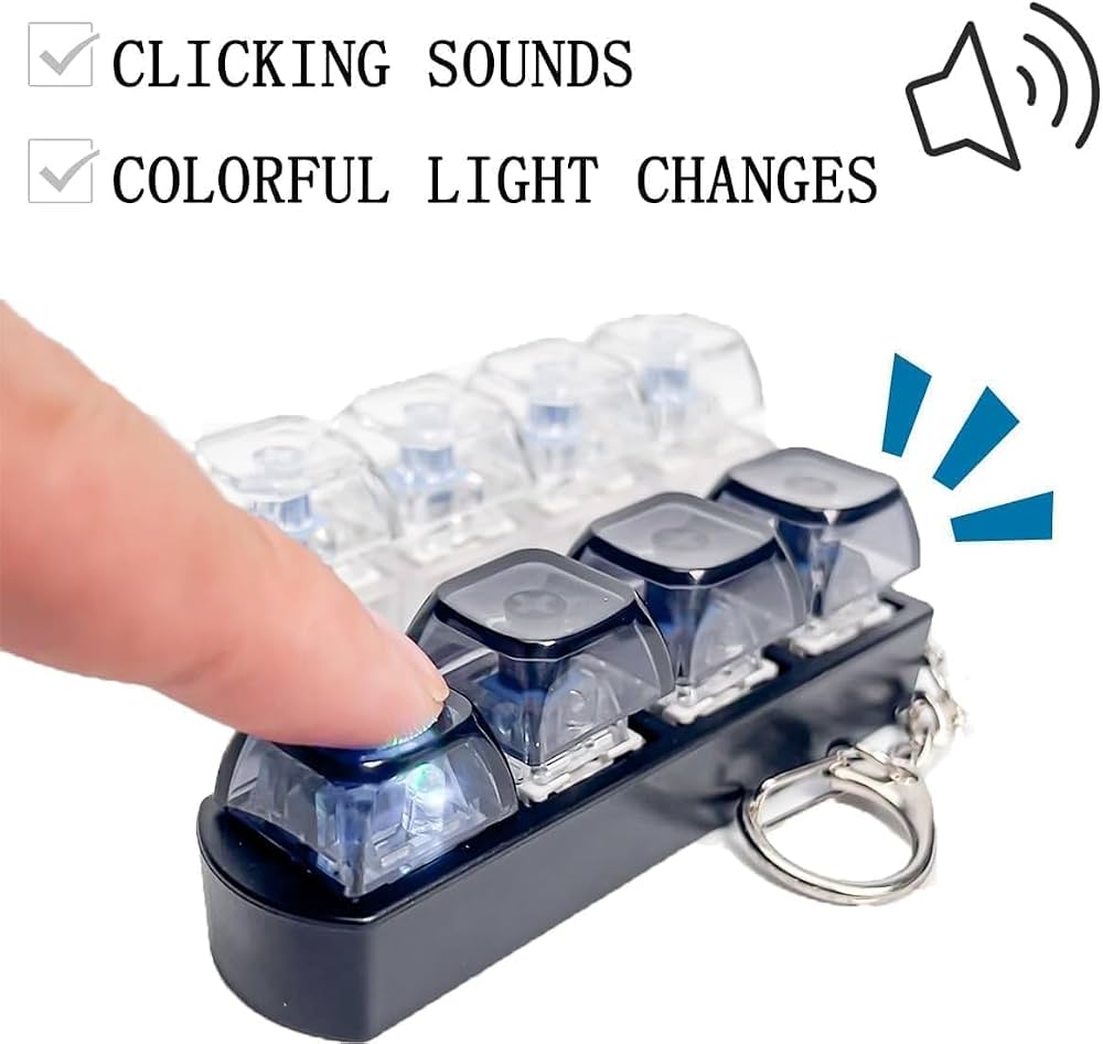 Mechanical Keyboard Clicker Keychain – LED Light & Sound Fidget Toy