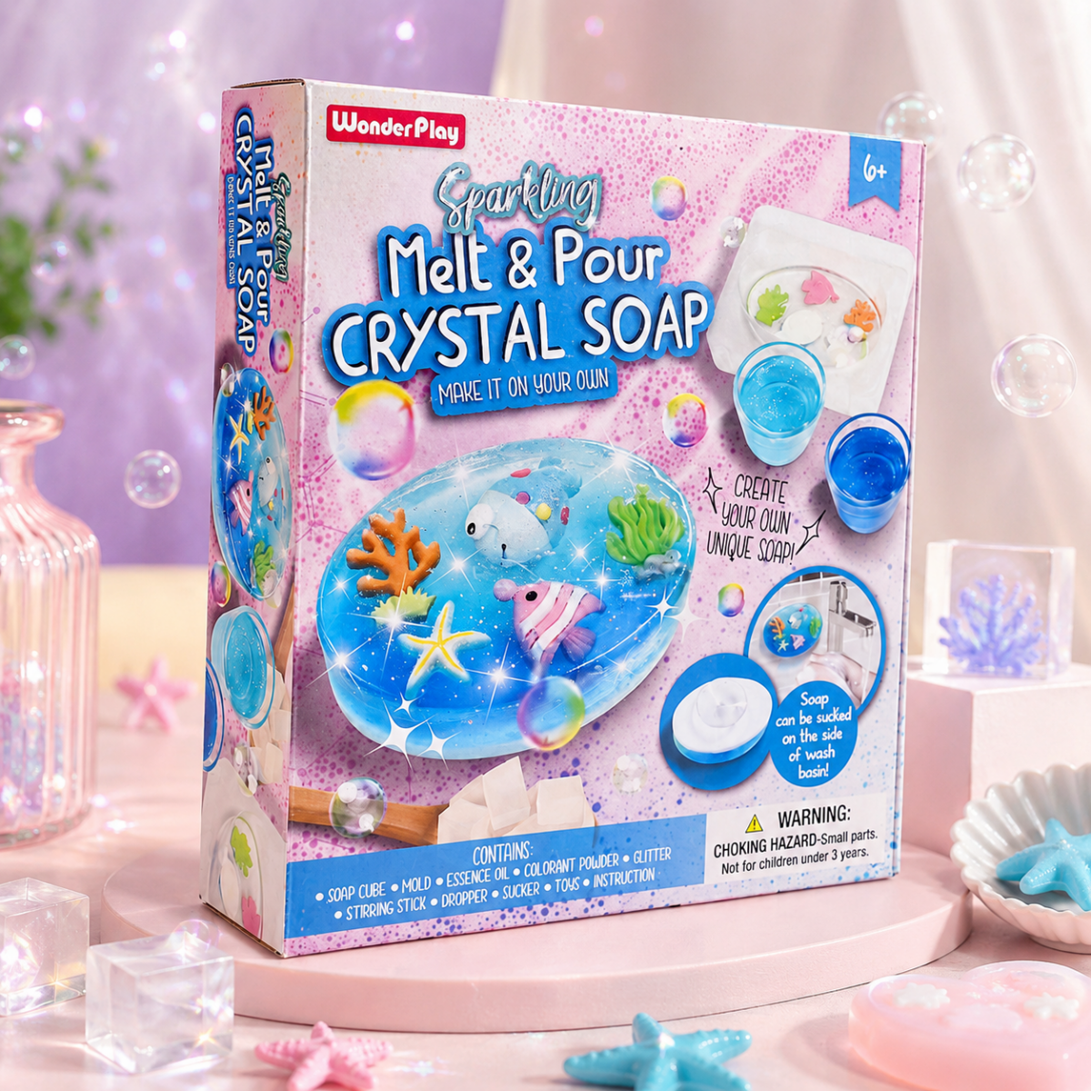 Sparkling Melt & Pour Crystal Soap Kit – Ocean Edition DIY Soap Making Set for Kids