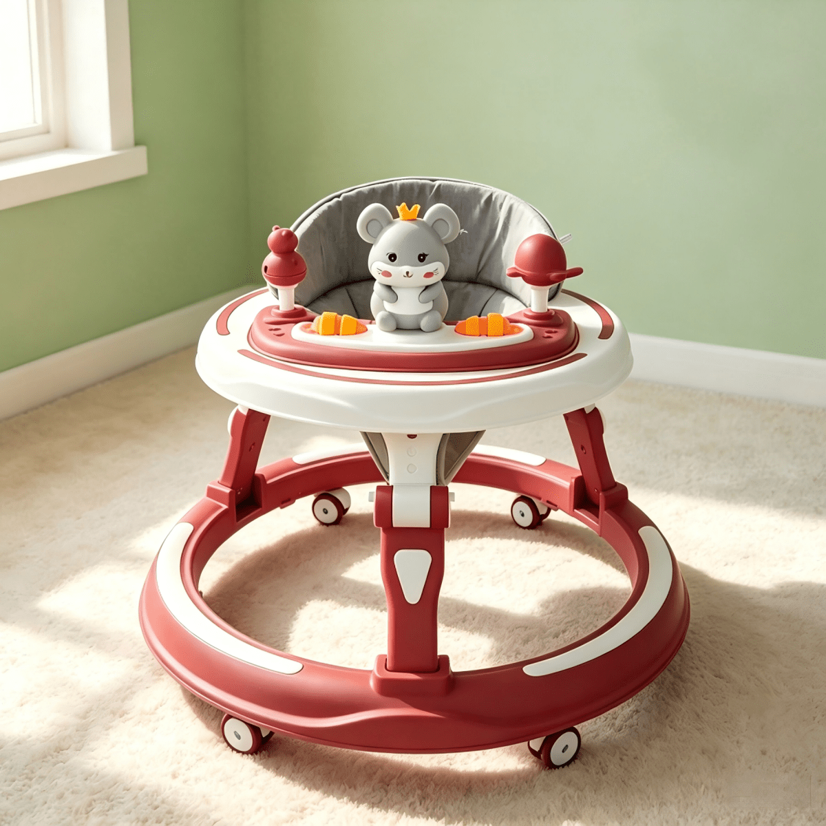 Interactive Baby Learning Walker with Music, Activity Tray & Padded Seat
