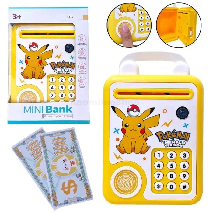 Mini ATM Bank with Fingerprint & Password Unlock, Music & Automatic Banknote Rolling