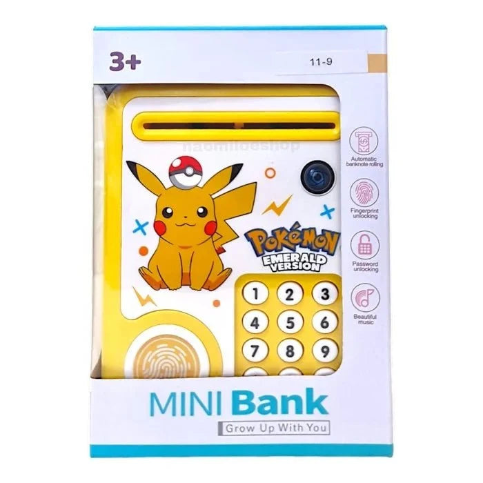 Mini ATM Bank with Fingerprint & Password Unlock, Music & Automatic Banknote Rolling