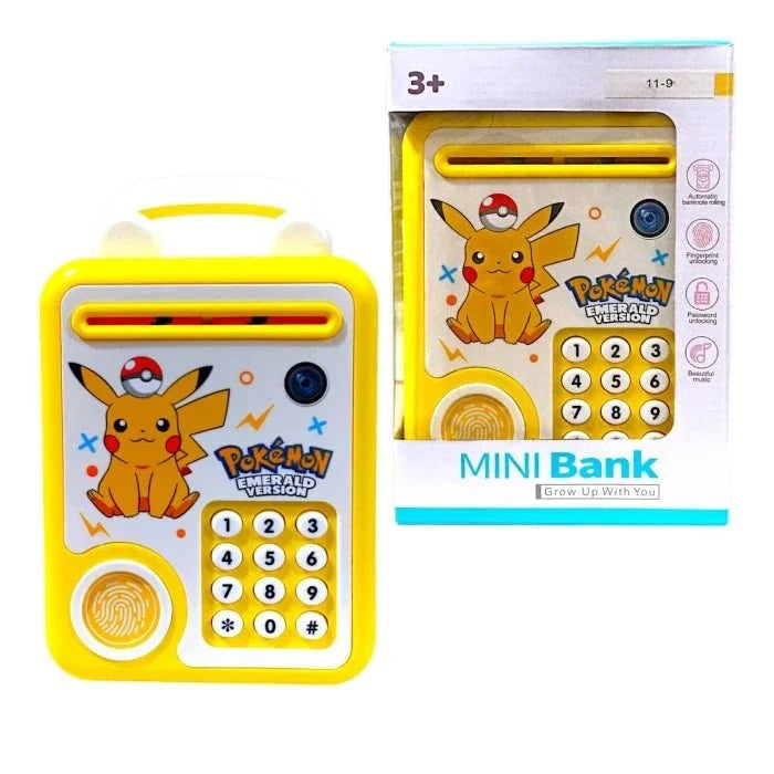 Mini ATM Bank with Fingerprint & Password Unlock, Music & Automatic Banknote Rolling