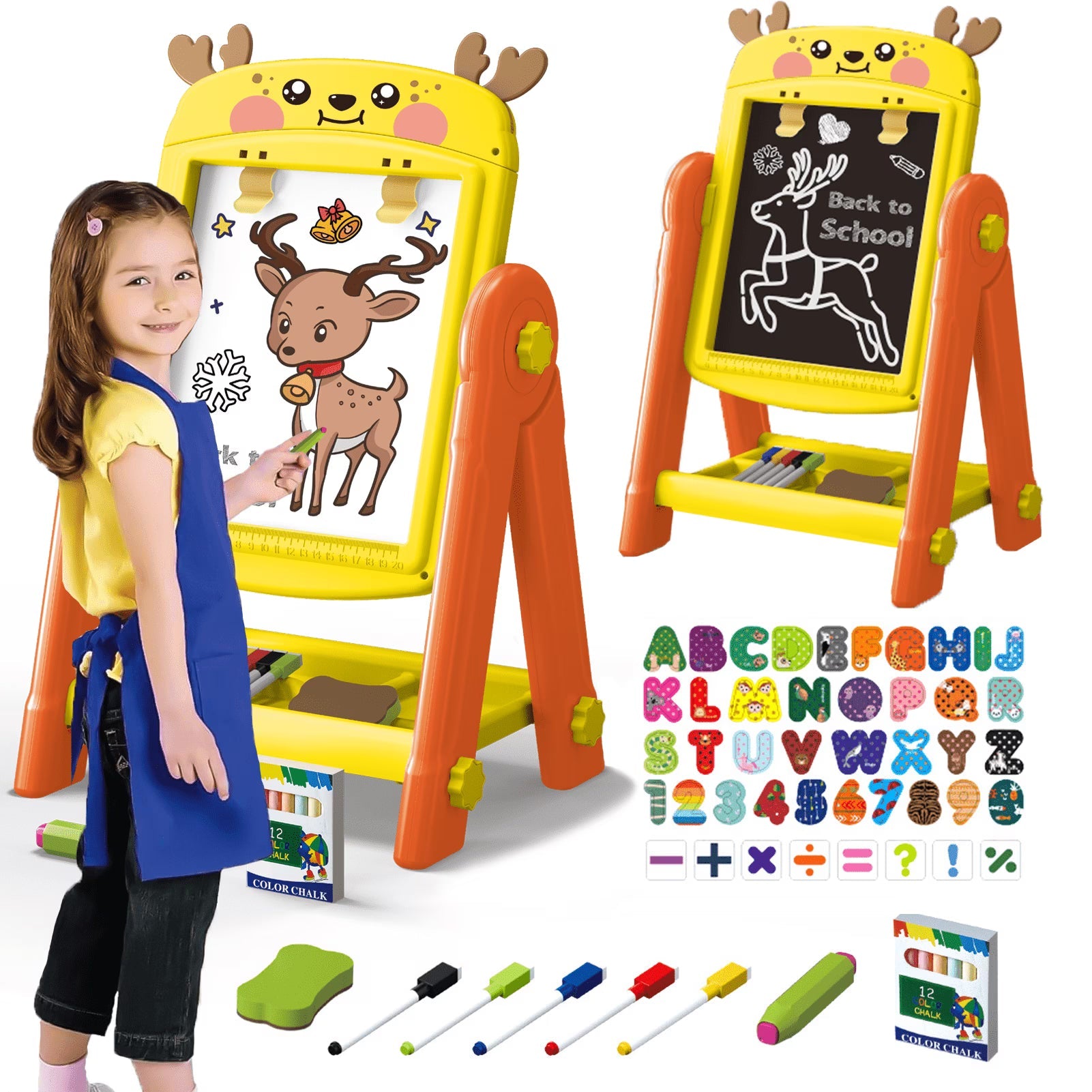 Standing Art Easel – Whiteboard & Chalkboard for Creative Kids