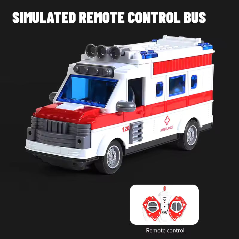 2.4G Remote Control Ambulance – Flashing Lights & Rescue Sound Emergency Truck for Kids