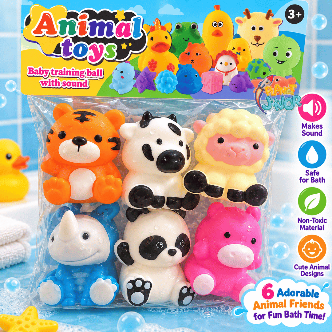 🛁 Cute Animal Bath Toys – Squeeze & Play Set for Kids