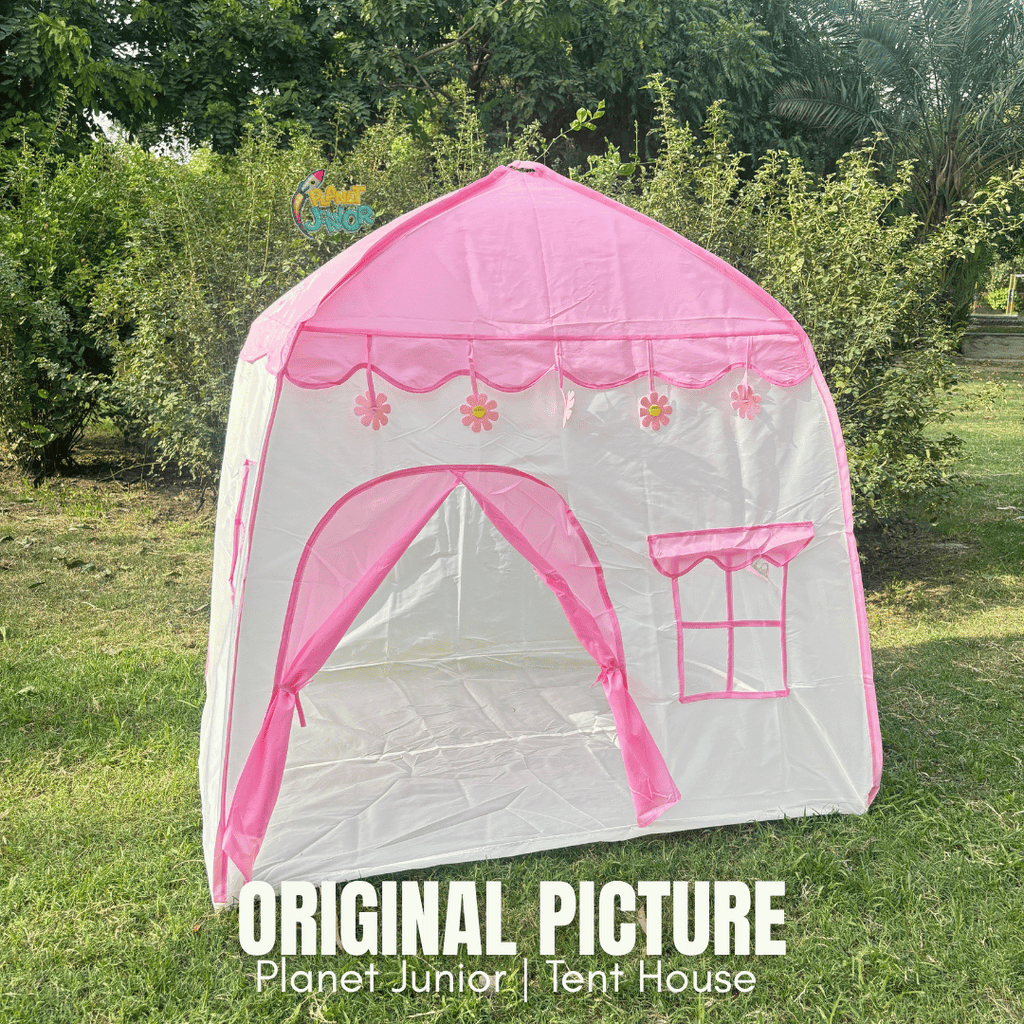 Princess Pink Castle Kids Play Tent with Windows &  Roll-Up Door