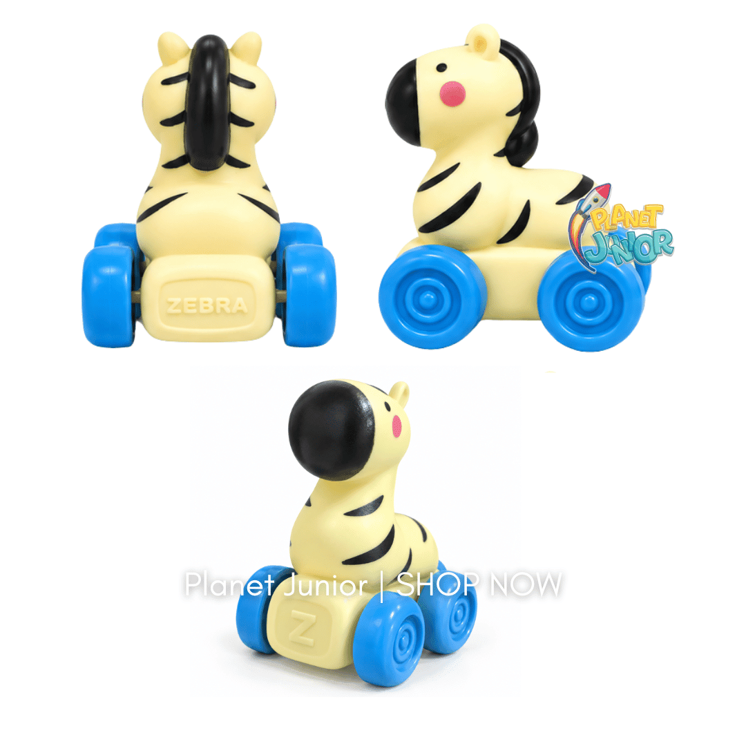 Alphabet Animal Rubber Rolling Cars Set for Early Learning & Play