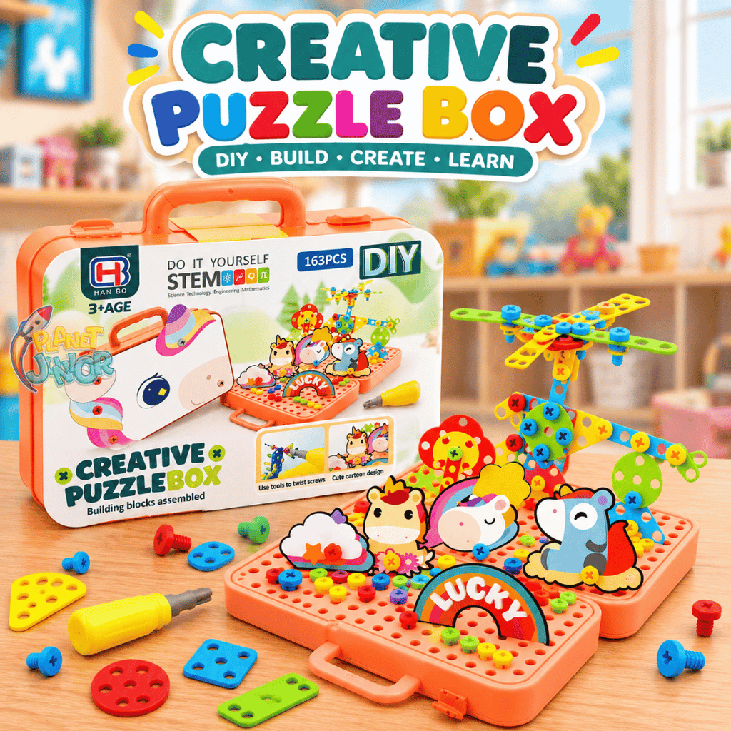 DIY Unicorn Creative Puzzle Box – STEM Building & Construction Set | 163 Pcs
