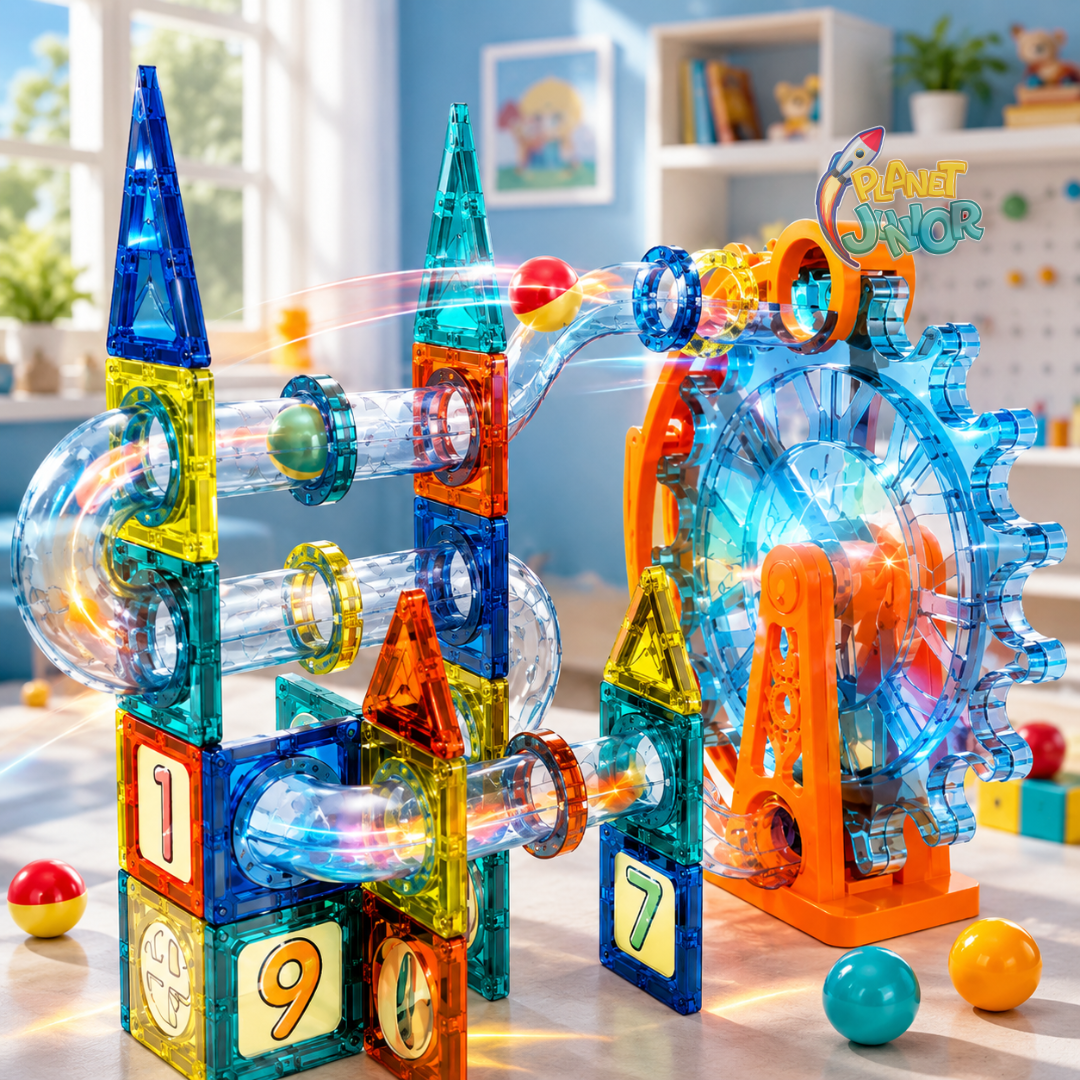 Glowing Ferris Wheel Magnetic Pipeline Building Blocks | 71Pcs