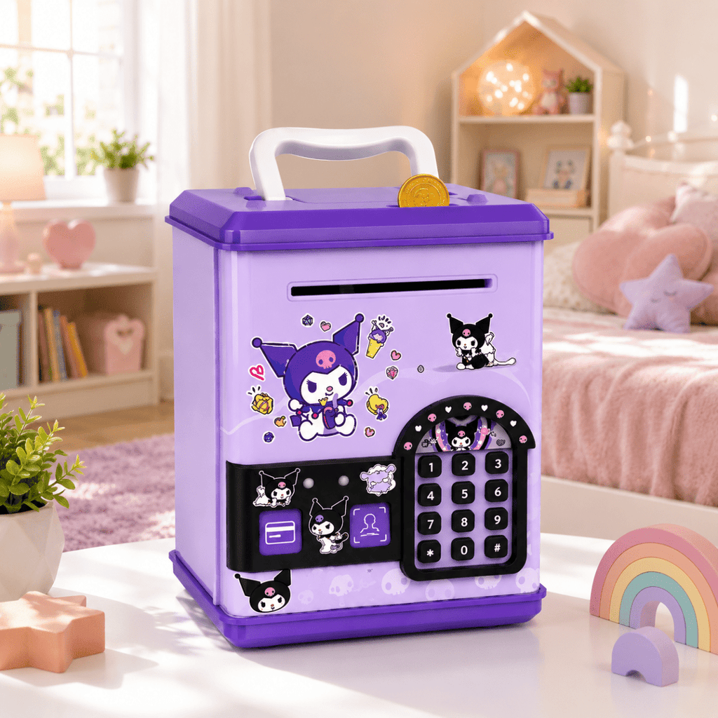 Cute Kuromi Piggy Bank with Password Lock, Electronic Keypad & Coin Saving Storage