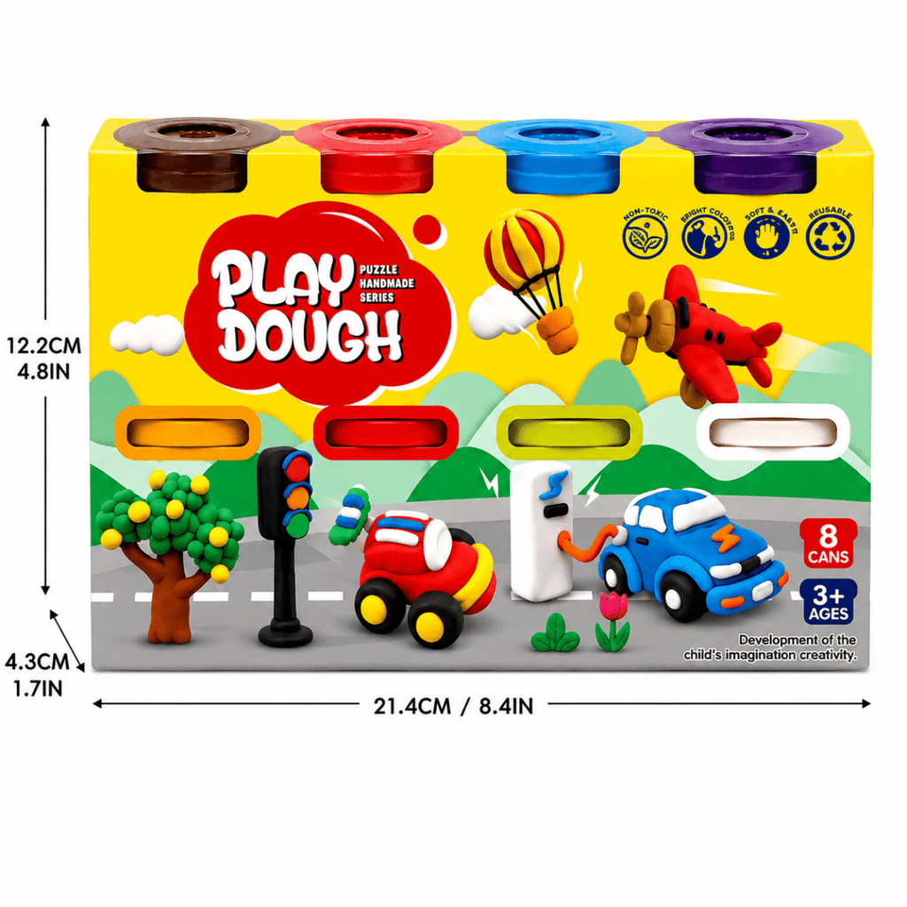 Colorful Play Dough Extruder Set with 8 Dough Tubs & Creative Shape Press Machine for Kids