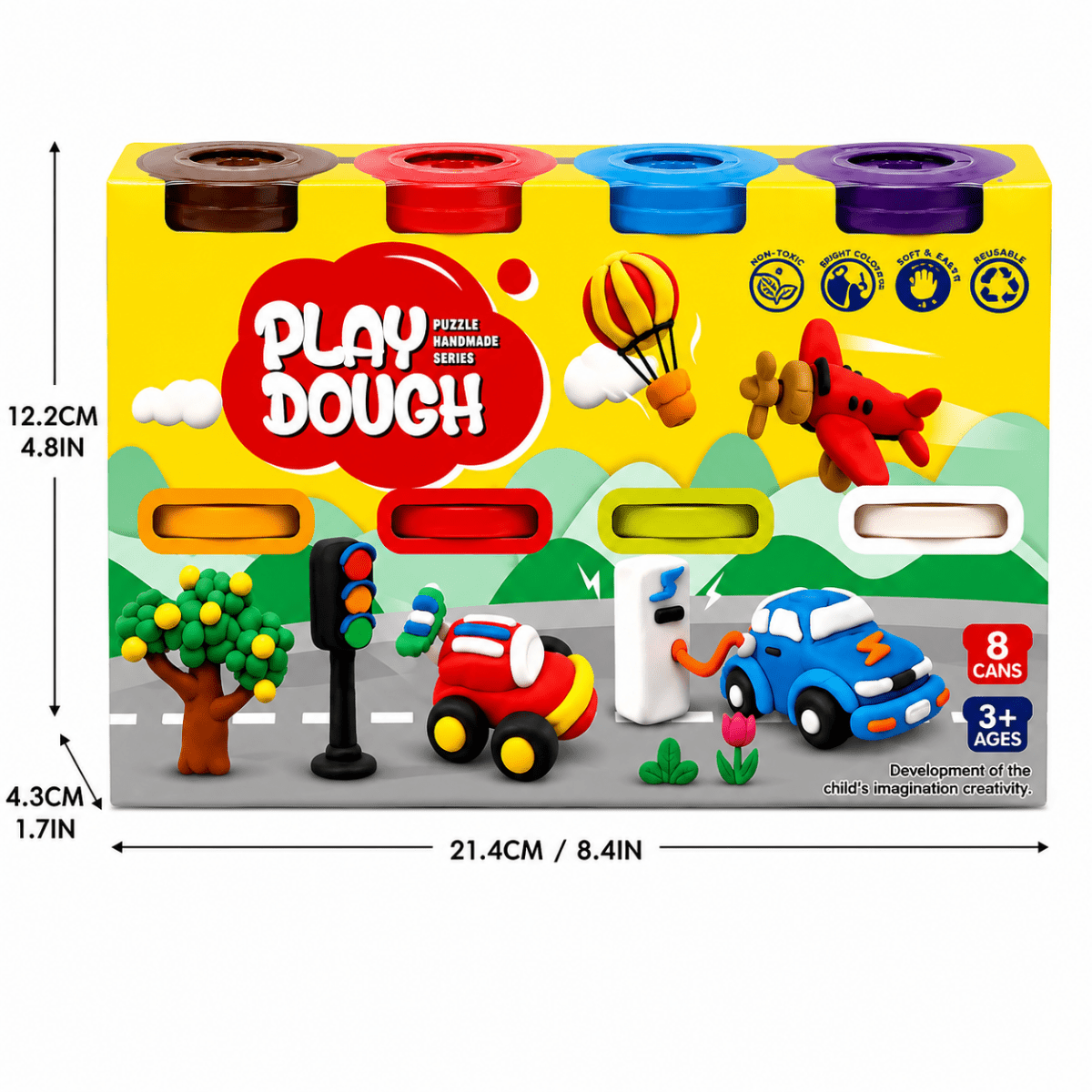 Colorful Play Dough Extruder Set with 8 Dough Tubs & Creative Shape Press Machine for Kids